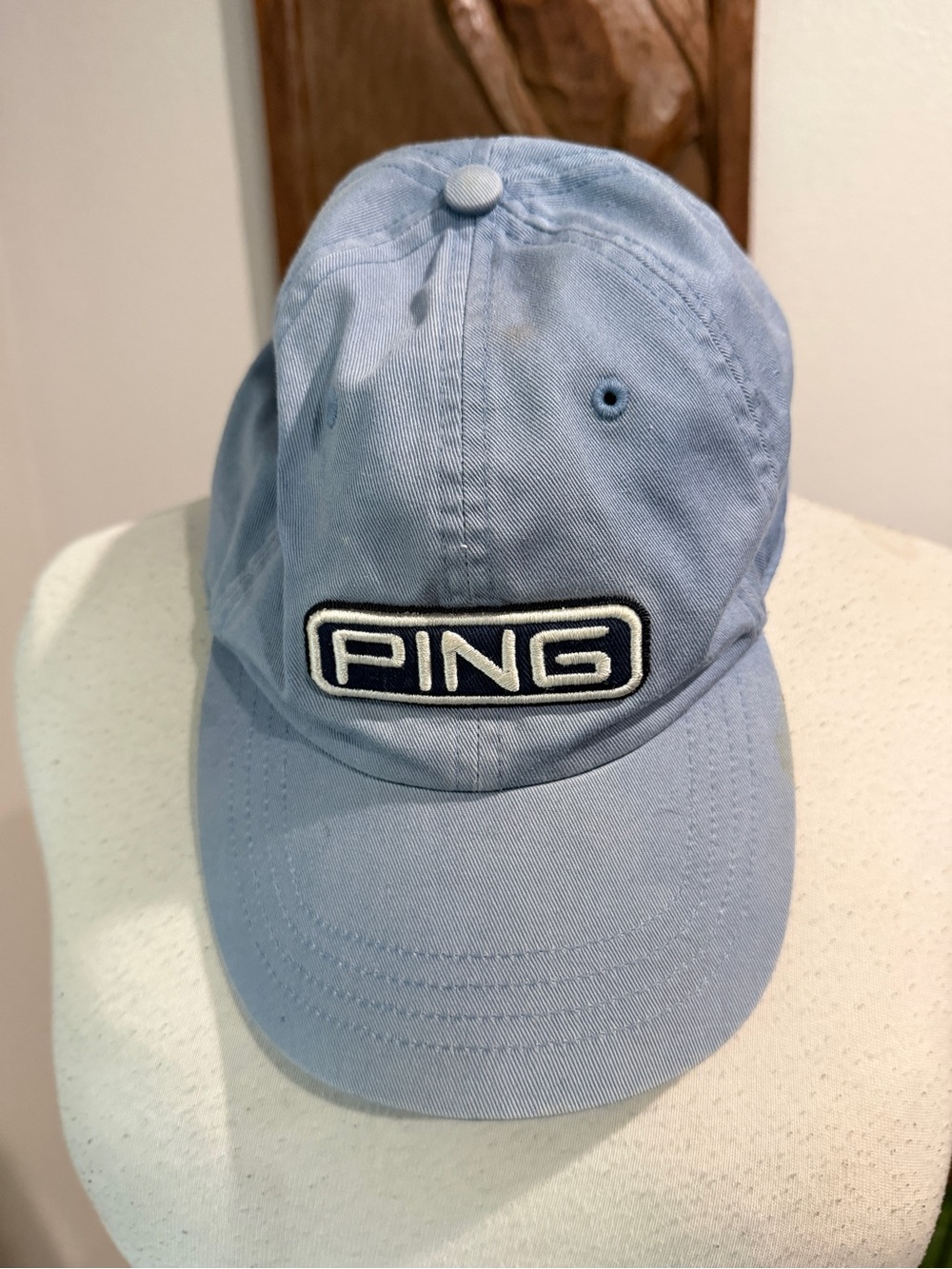 Vintage PING Golf Strapback Hat Blue Embroidered Logo Cotton Macau